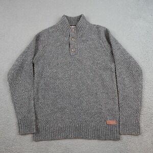 Sherpa Adventure Gear Sweater Mens Medium Gray Mock Neck Henley Knit Ranga